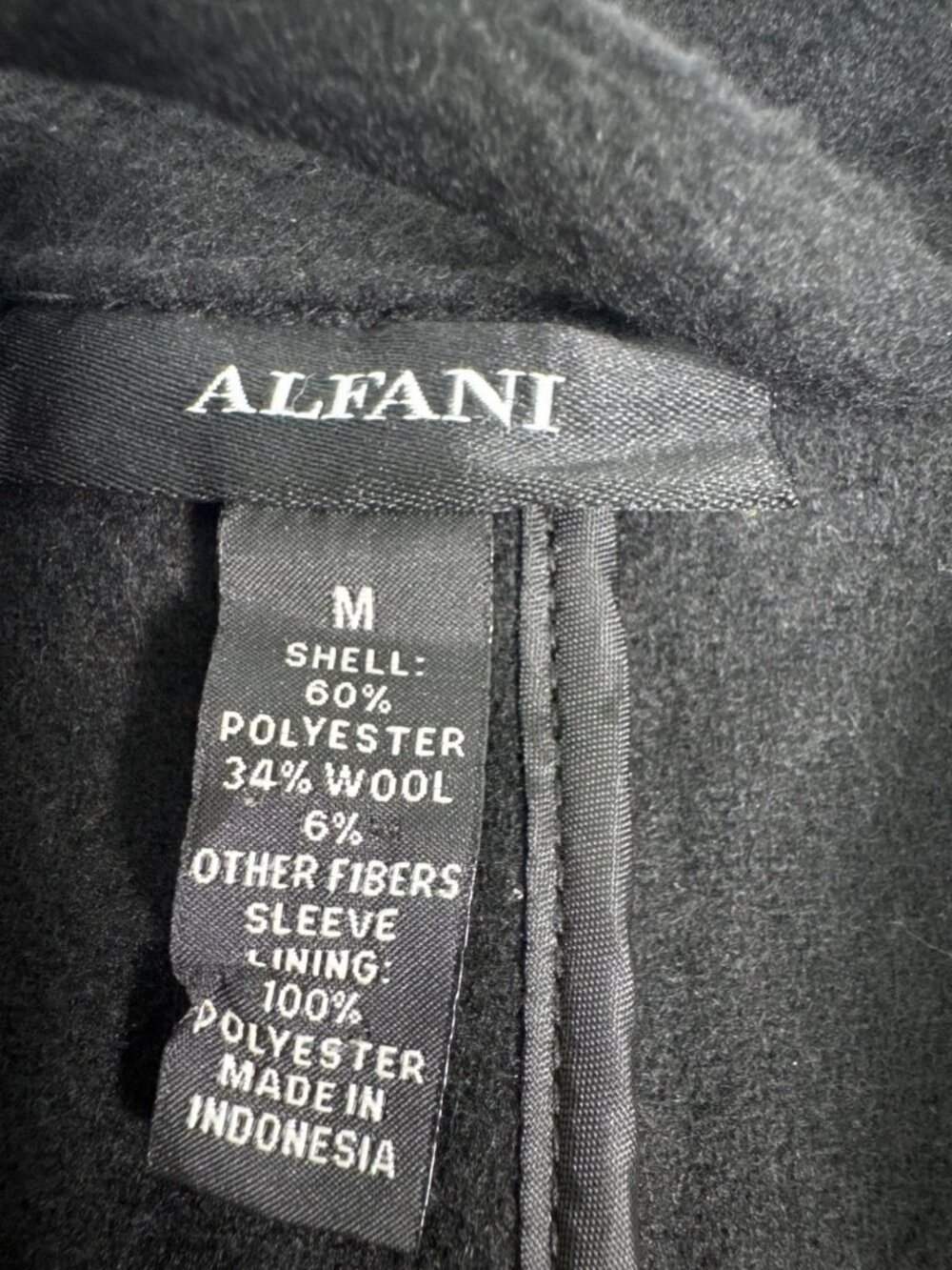 Alfani Mens Black Wool Blend Overcoat Size M Indonesia Dress Office - Picture 3 of 14